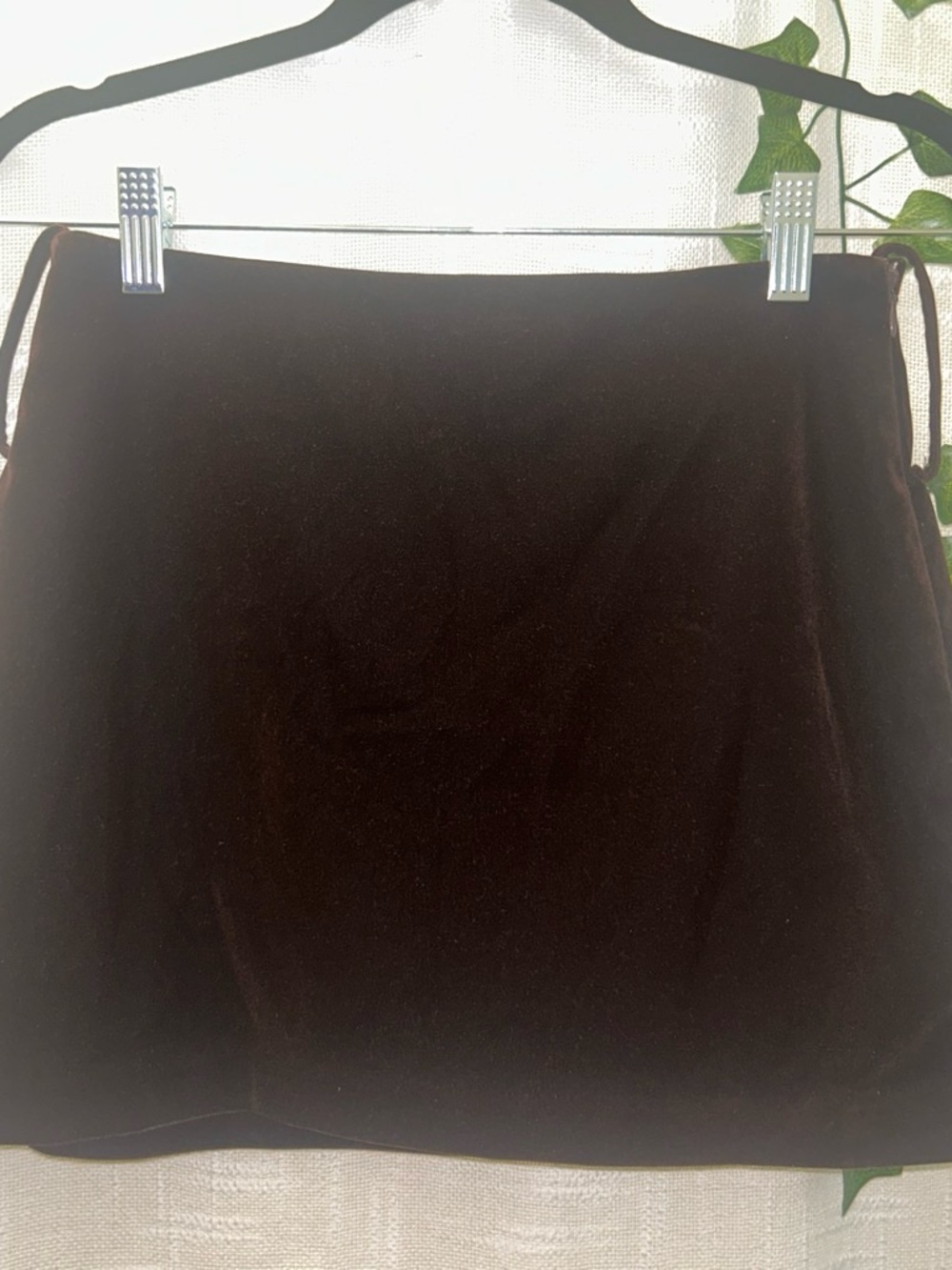 Commense Brown Velvet Mini Skirt